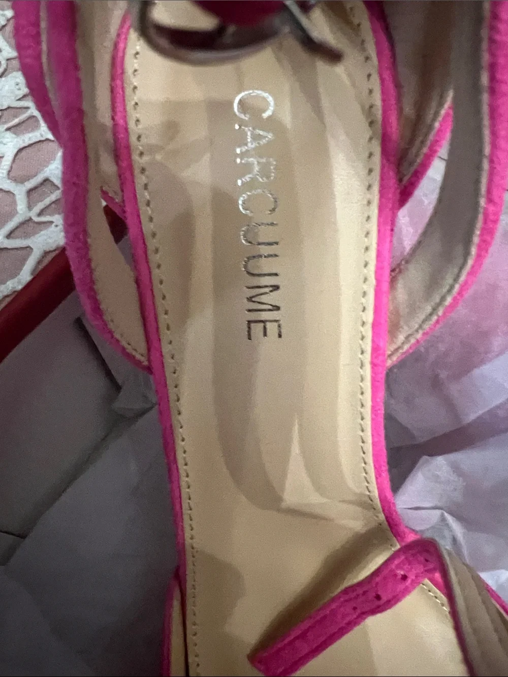 Hot Pink Satin Pointed-Toe D'Orsay Heels with Ankle Tie